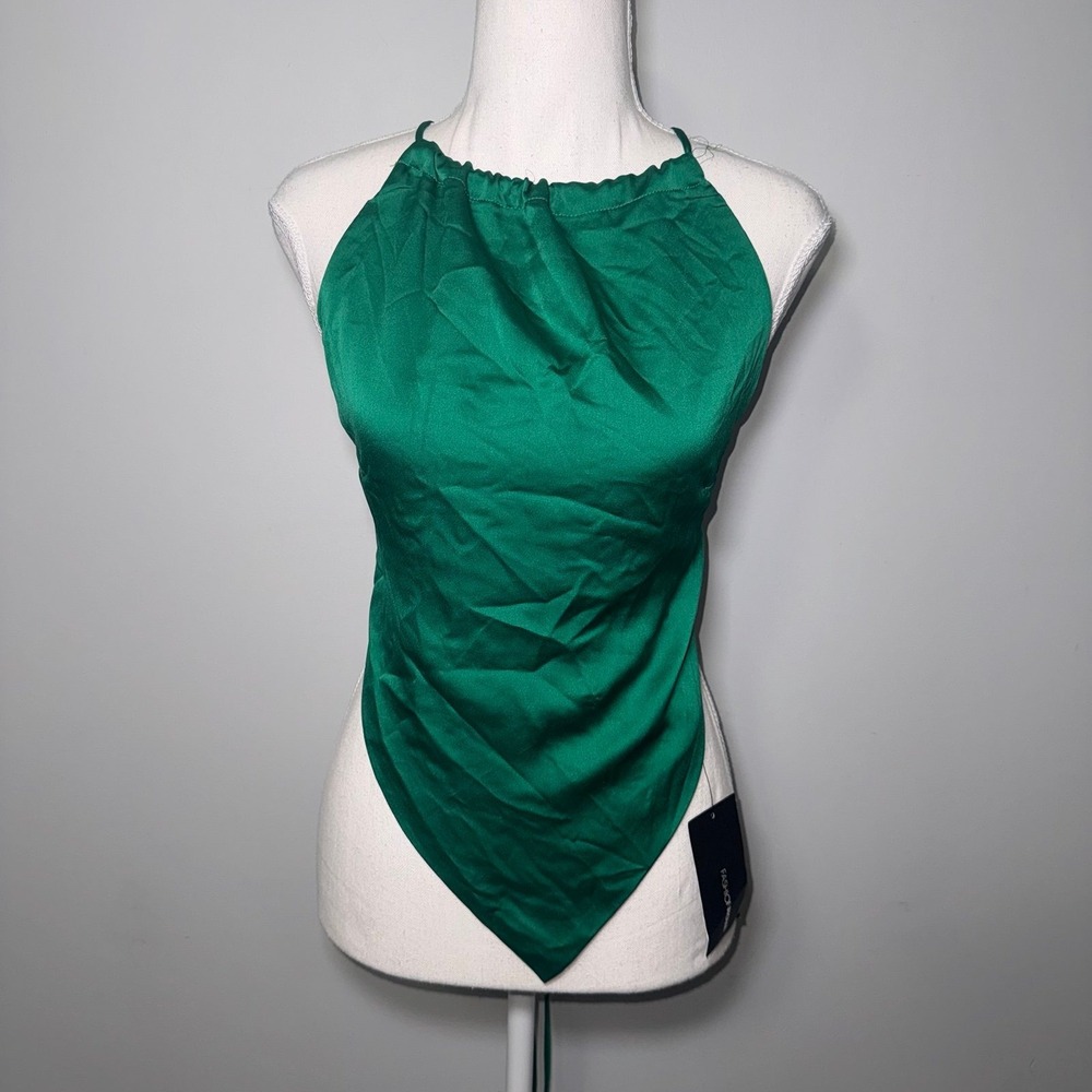 Fashion Nova Women's Green‎ Stylish Lifestyle Satin Halter Top Size Large NWT